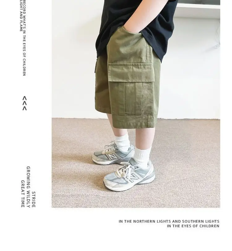 3-13year Children Shorts Teenager Boys Shorts Summer Kids Knee Length Straight Shorts Boys Linen Cotton Capris Track Pant Casual