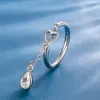 925 Sterling Silver Water Droplets Pendant ​Open Rings For Women Wedding Luxury Vintage Jewelry Wholesale Money 925 Jewellery 1