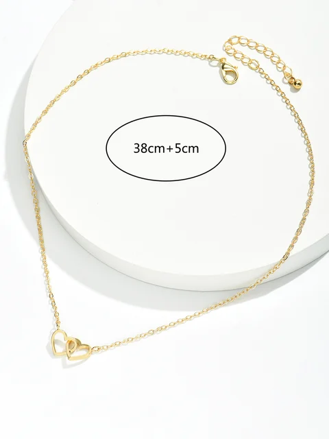 Shelly Tiny Cute Double Hollow Heart Necklace 5