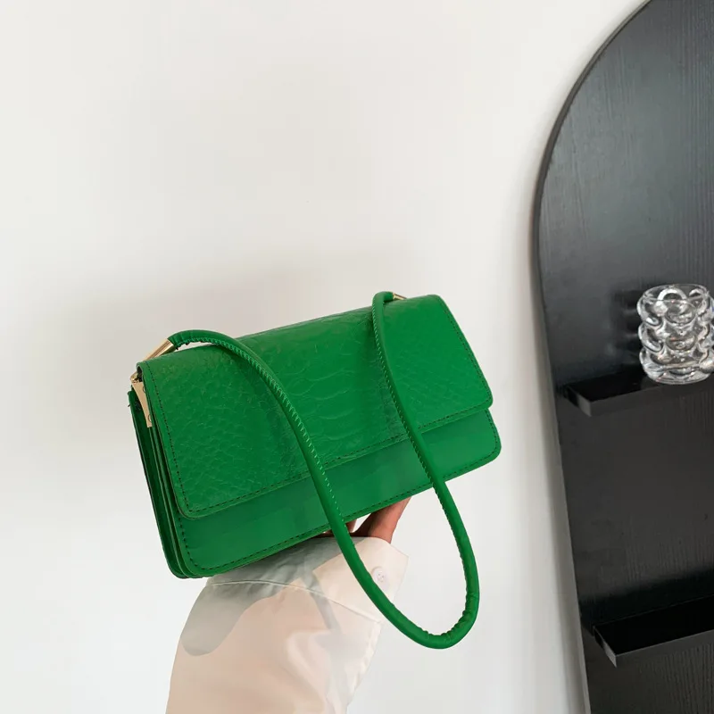 Handbag Shoulder Bag Small Mini Square Bags for Women 2023 New Crocodile Embossed Solid Color Underarm Bag Casual All-match