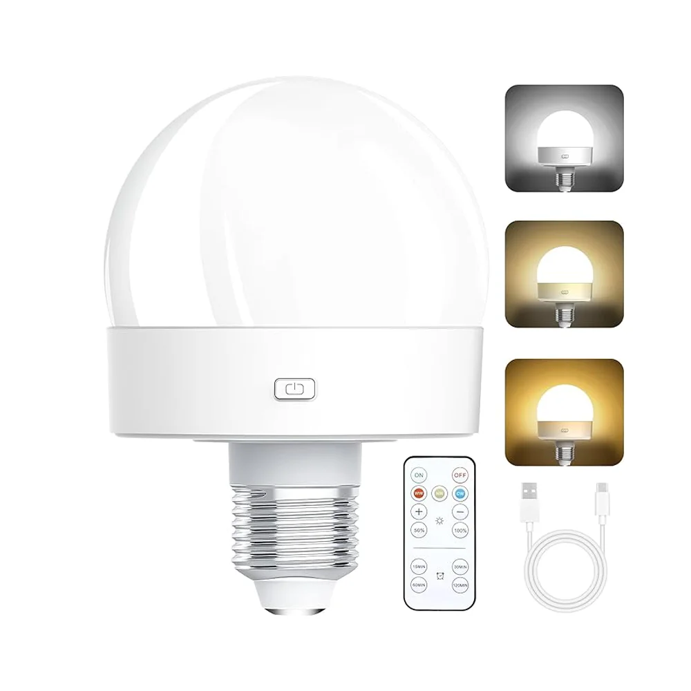 LED Downlight Recessed Ceiling Spotlight Ceiling Lamps LED Puck Light Rechargeable Battery Operated Light Bulbs 50LM E26 Screw in (Magnetic Detachable) with Remote Control