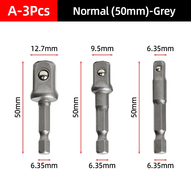 Socket Adapter Set - Impact Grade Hex Shank with Power Extension and Nut Driver