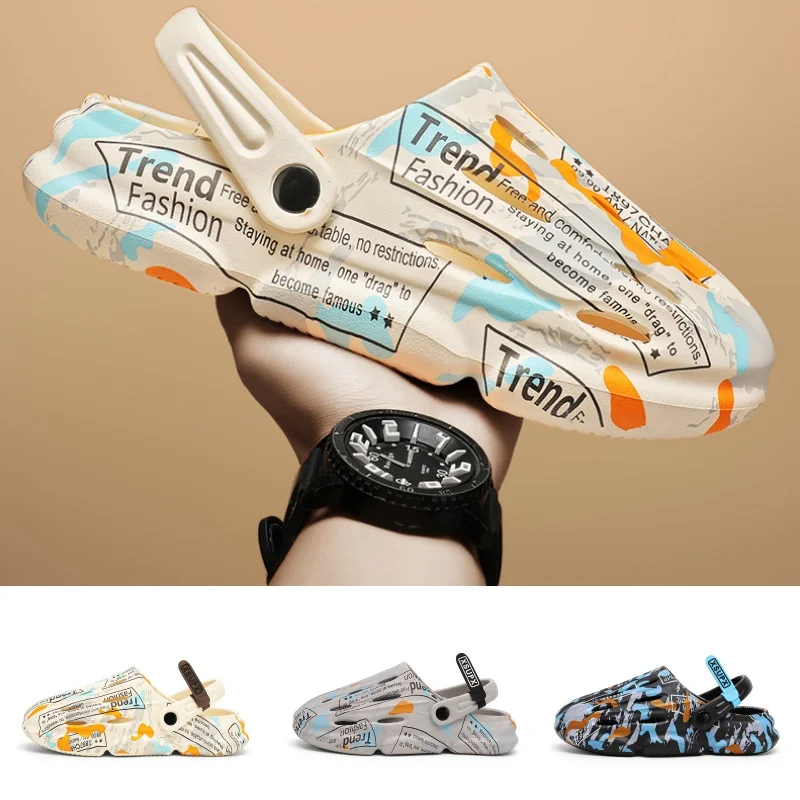 Slippers Beach Hollow Hole Man Platform Sandals Summer Men Casual Shoes Brand EVA Slides Outdoor Flip-Flops_voghion.com