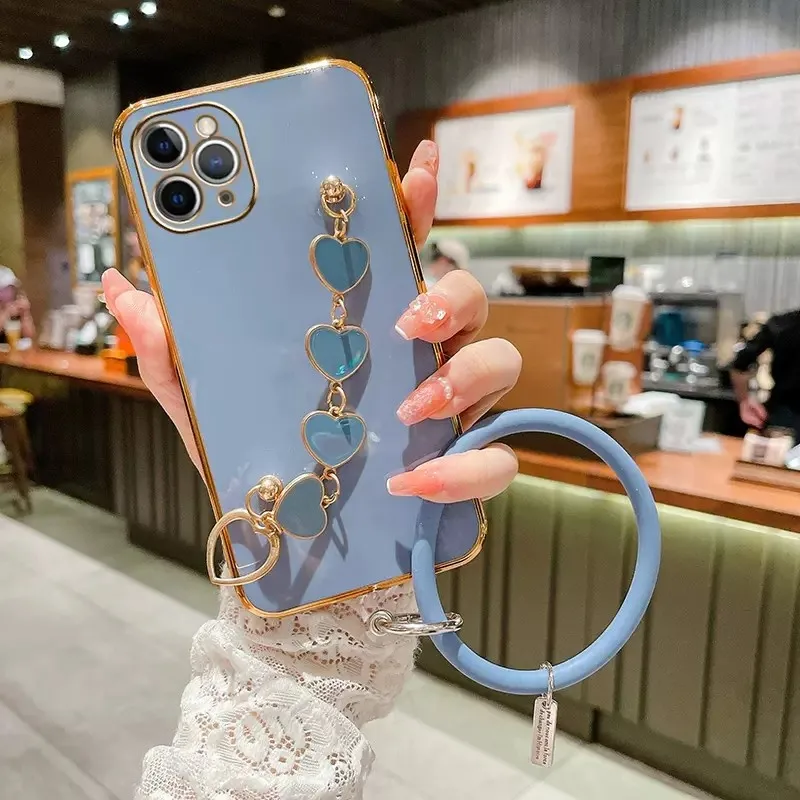 Heart Bracelet Chain Silicone Strap Phone Case For iphone 14 13 12