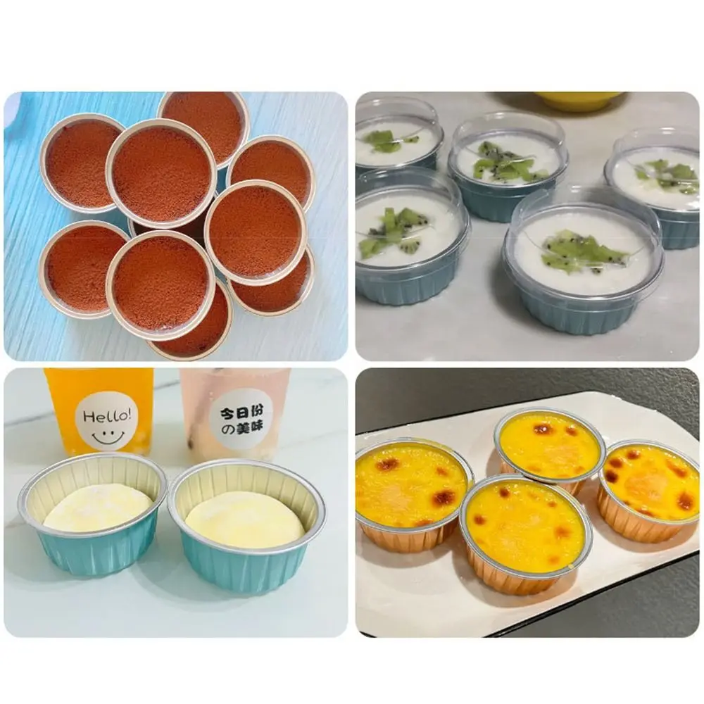 10PCS Reusable Aluminum Foil Tin Cup Pudding Cake Mold Air Fryer Tinfoil Box Small Baking Tray Tinfoil Cups