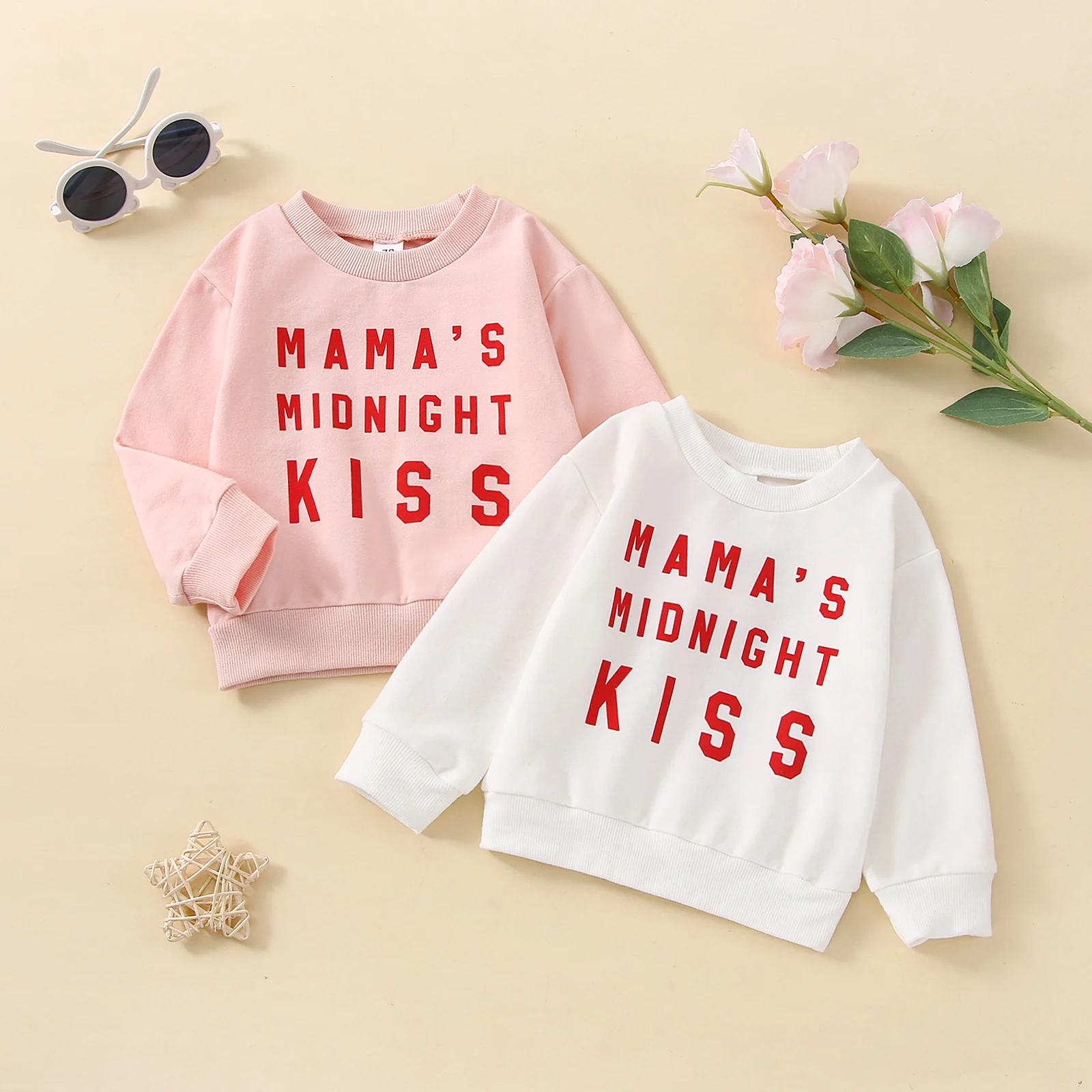

Toddler Baby Sweatshirt Tops Casual Letter Print Long Sleeve Pullover Sweatshirt T-shirt Cihild Valentine's Day Outfits