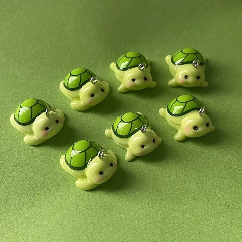 10개 귀여운 3D 작은 거북이 레진 참 장식품 귀걸이 키체인 DIY 장 보석 만들기