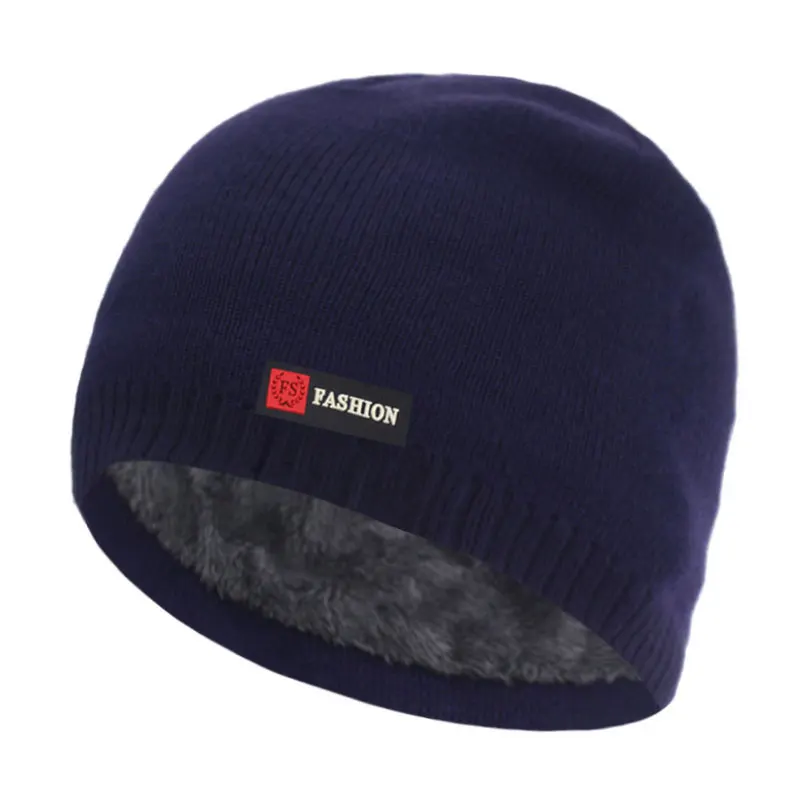 Skullies Beanies Men Women Winter Knitted Hat Cap Thick Warm Brimless Fur Bonnet