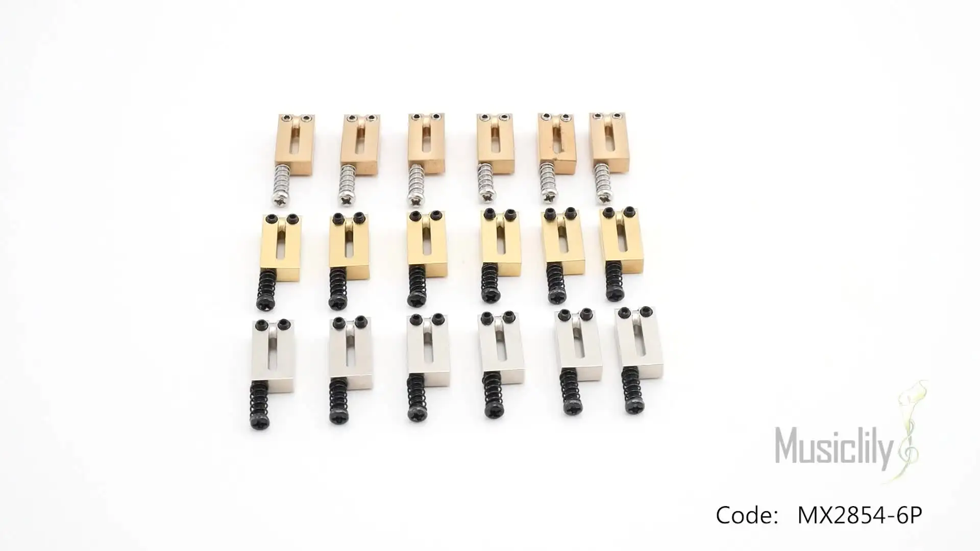 Pontets Guitare électrique Laiton 10,8 Mm Musiclily - Lot De 6 Pour Stratocaster, Telecaster, Vis Réglables Incluses