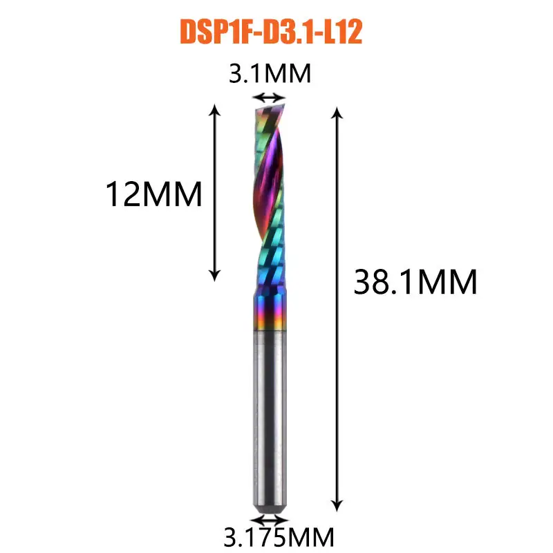 1pc AAAAA Single Flute Carbide Spiral End Mill 3.175,4,5,6mm Aluminum Milling Cutter Engraving Woodworking Acrylic DLC Coating image 11