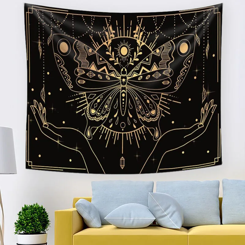 Moon Phase Butterfly Wall Tapestry Hanging Bedroom Decoration Aesthetic