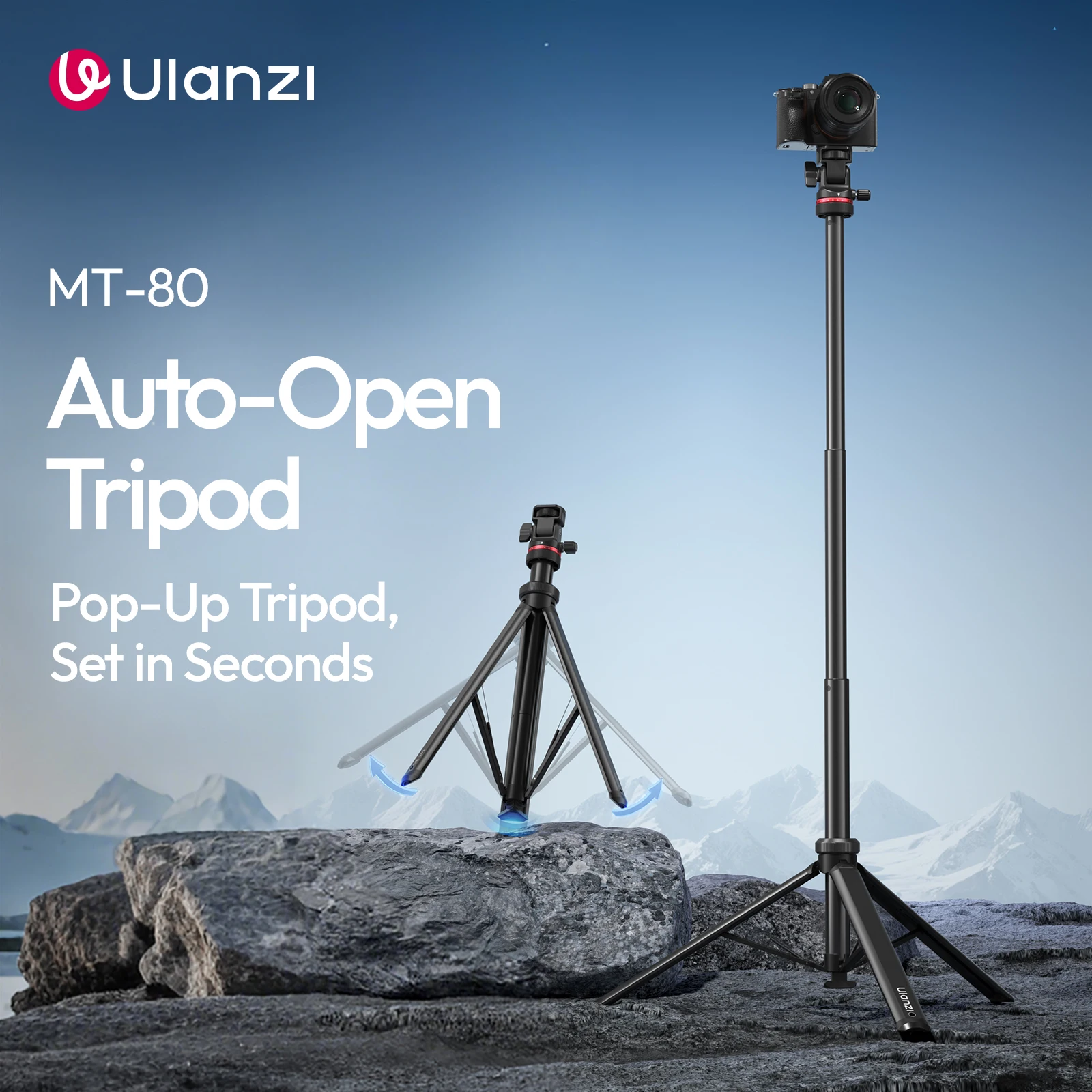 Ulanzi MT-80 Auto-Open Tripod 2M for Travel Cameras Video Lights Photography Light Stand Studio Shots Camping Livestreaming Vlog - Ảnh 2