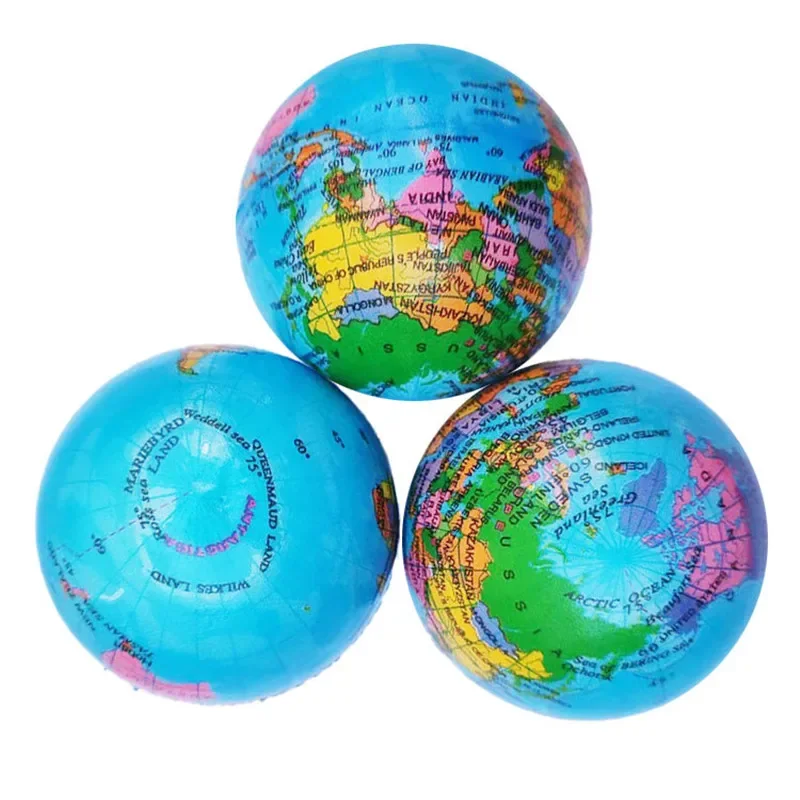6/12pcs Earth Sponge Ball Toy Hand Wrist Exercise Squeezing Foam Ball Educational Gifts Sponge Globe Kids Decompression Fun Gift 6