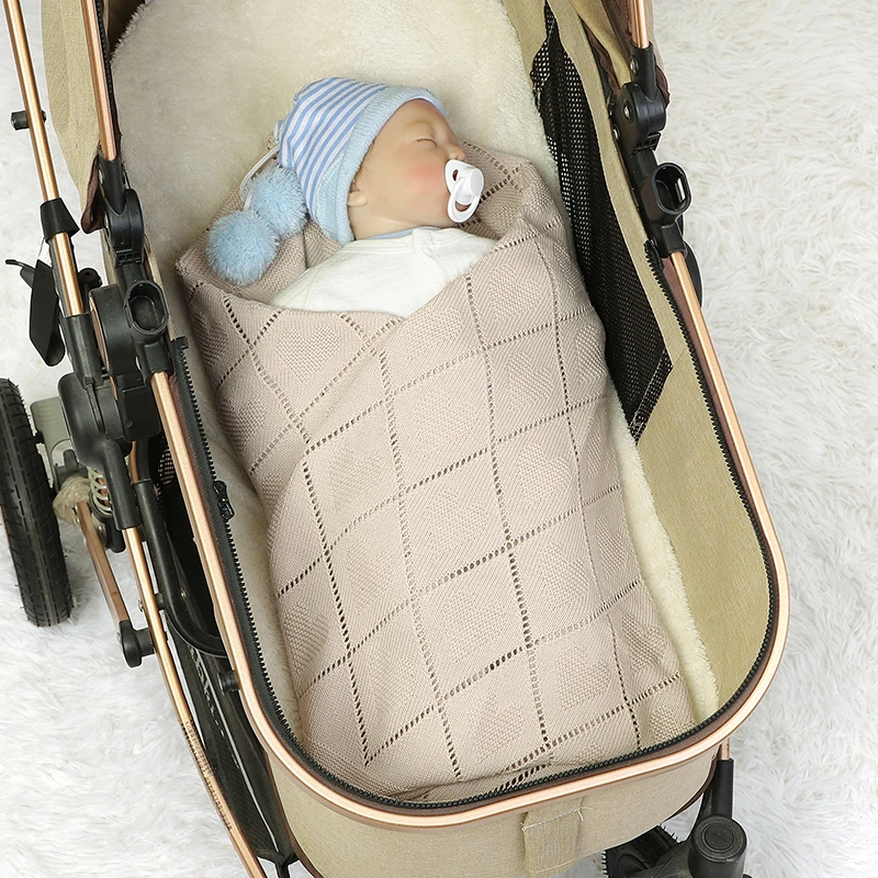 Baby Blanket Cotton Knit Newborn Boy Girl Bedding Quilt 90*70CM Infant Stroller Swaddling Fashion Solid Loving Plaids Super Soft 3
