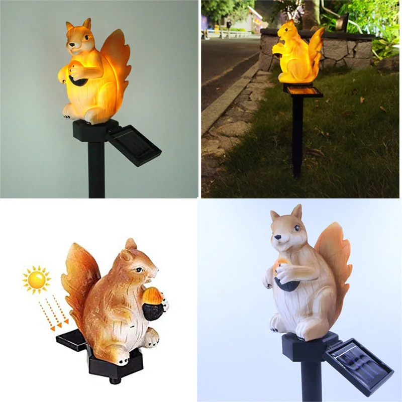 LED Solar Light Squirrel Outdoor Garden Waterproof Lawn Stakes Lamps