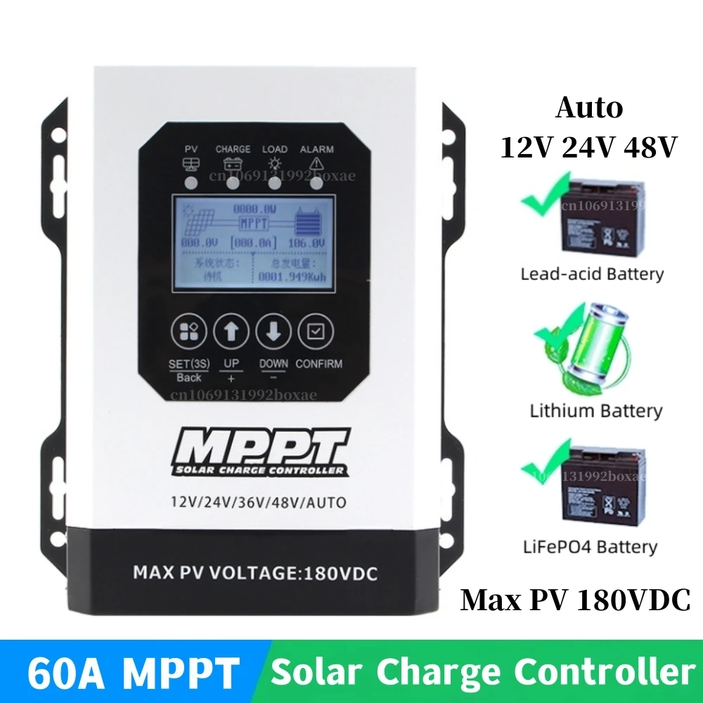 Regolatore Di Carica Solare MPPT 100A 12V 24V 36V 48V Display LCD Regolatore Intelligente Della Batteria Max 100v Doppio Ingresso Usb 89008107 - Foto 4