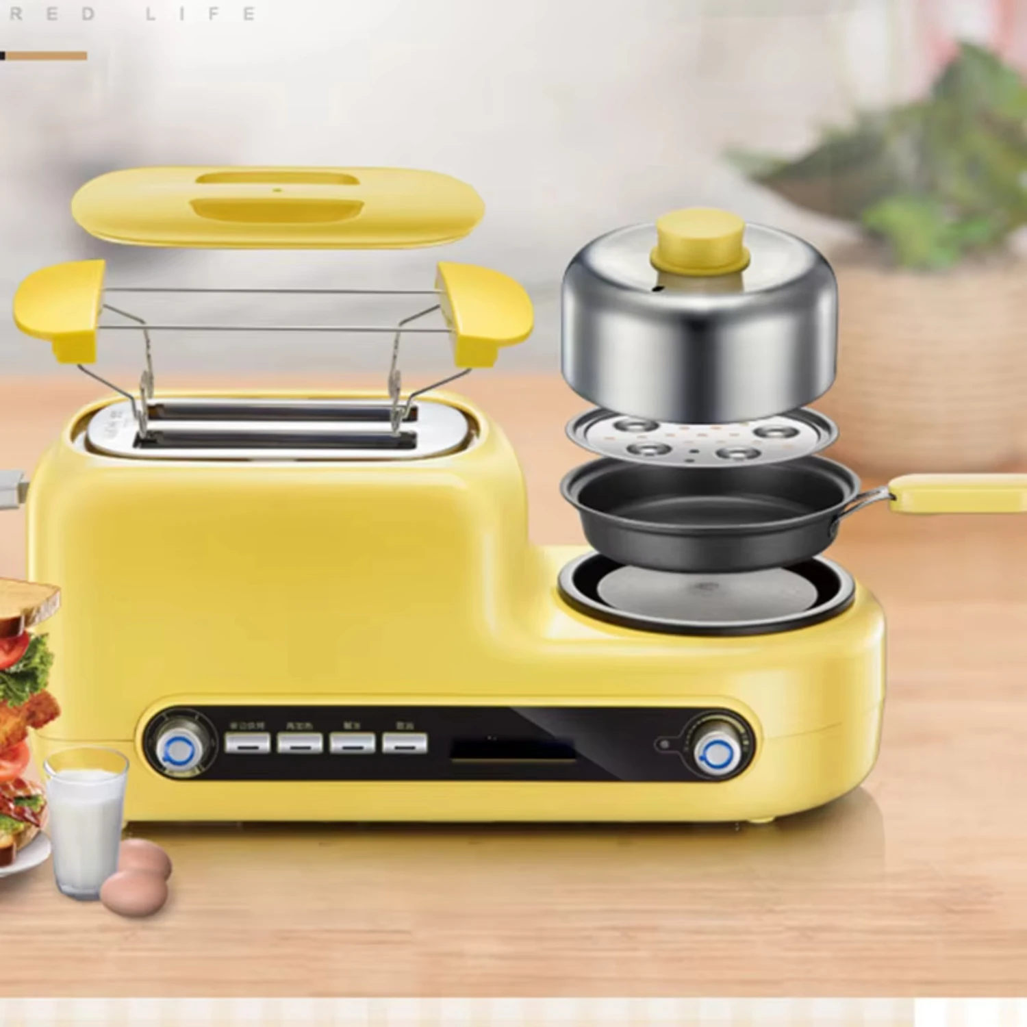 Household Sandwich Breakfast Maker Machine Toast  Multi- Small Four-in-one Toaster Soil Toaster Bread maker Ice maker 4