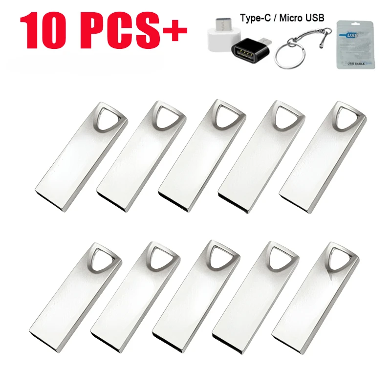 

10PCS/lot USB Flash Drive 128GB 64GB 32GB 16GB Pen Drive Pendrive флешка 16GB 64GB 128GB with Metal Shell and Keyring