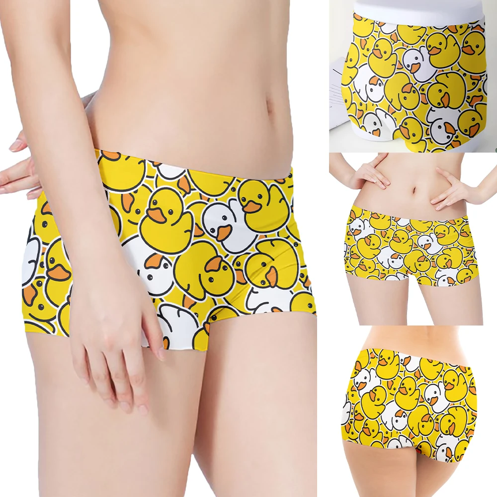 Fashion cartoon duck pattern women shorts 3D printing yellow blue sexy sports swimming trunks multi-purpose female safety pants