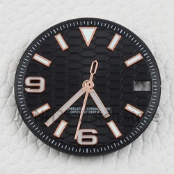 Blue Luminous Watch Dial and Hands - 28.5mm Replacement Parts - No logo (2 - black rose)