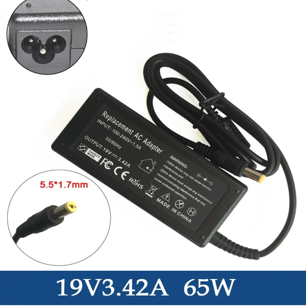 Charger Adapter 19V 3.42A 65W 5.5mm*1.7mm AC Laptop Charger Adapter For Acer Aspire 5315 5630 5735 5920 5535 5738 6920 6530G 7739Z