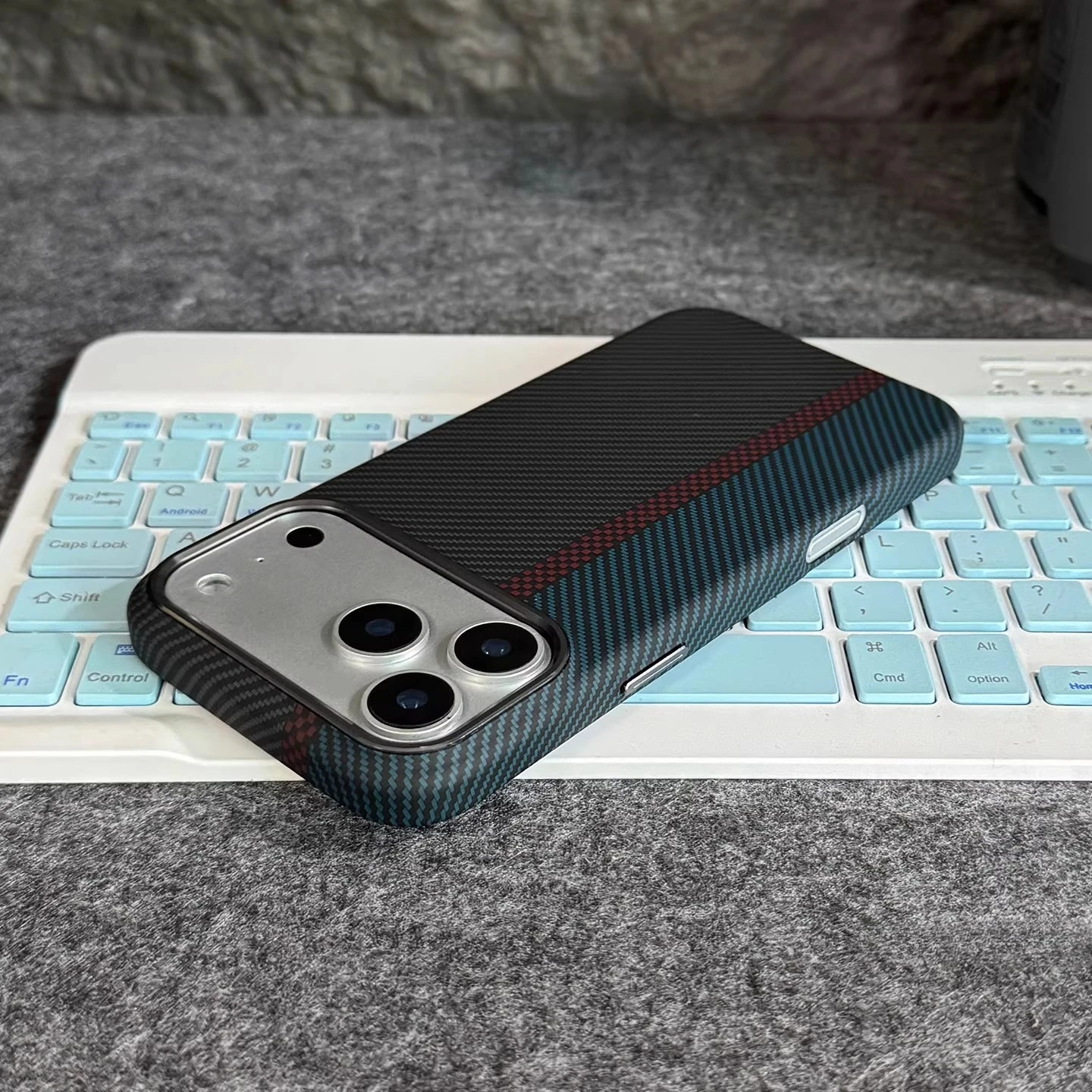Sleek Carbon Fiber Magnetic Phone Case with Alloy Lens Protection and Wireless Charging Capability