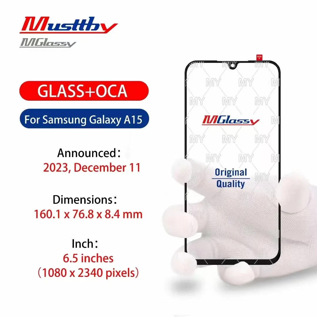 Oleophobic Coated Touch Screen Glass with OCA (5-Pack)