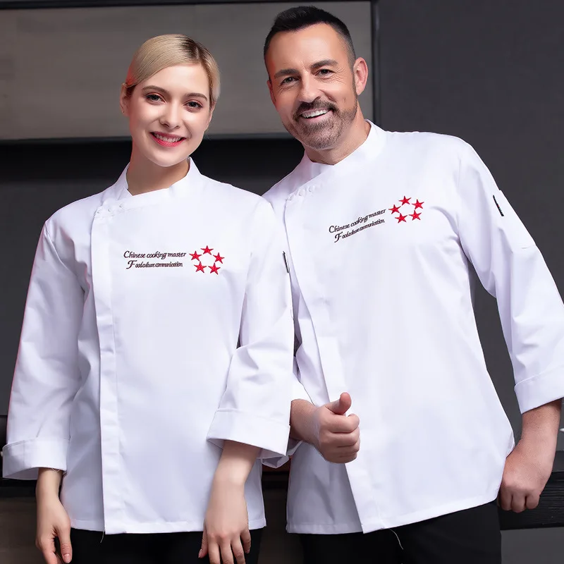 

Рубашка шеф-повара C319, куртка для официанта с регулируемым рукавом, пальто унисекс для приготовления пищи, одежда для ресторана, отеля, кухни, униформа официантки, рубашка для официантки