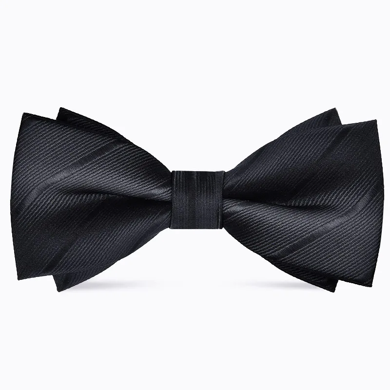 1-teilige Herren-Schleifen, reine Farbe, gestreift, doppelte Schleife, Bräutigam, Hochzeit, Trauzeugen, Modeaccessoires – Detail 2