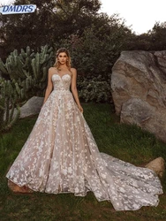 Romantic Sweetheart Neck Bride Robe Classic Lace Appliques Bridal Gown Graceful A-line Long Wedding Dress Robe De Mariée