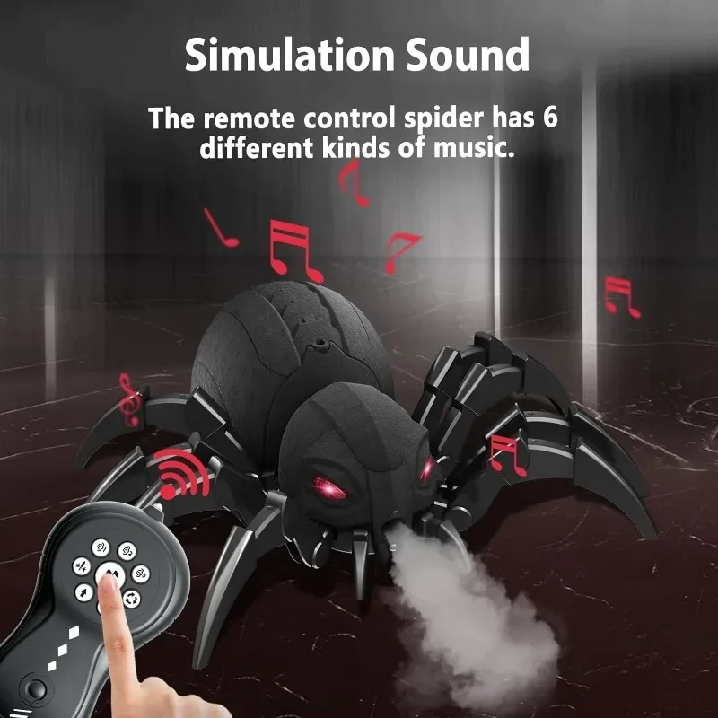 RC Spider Robot Remote Control Spider Toys with Spray/Light/Music Gifts for 6 -12 Year Old Boys Halloween Easter Toys for Kids 4