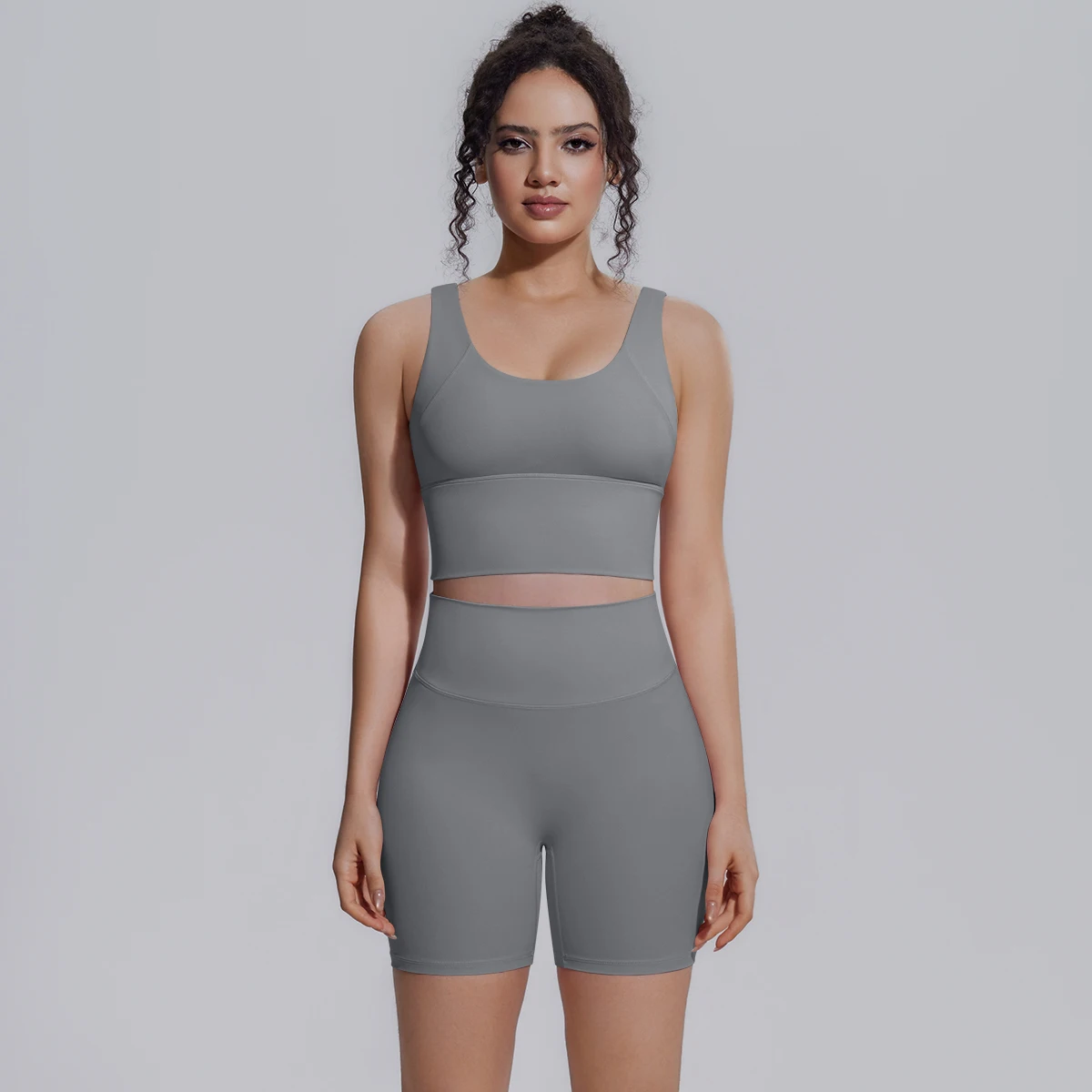 Solid Color Summer Yoga Set Woman's Sexy Backless Yoga Underwear with Chest Pad Quick-Dry Hip Push Up Fitness Shorts Sportswear