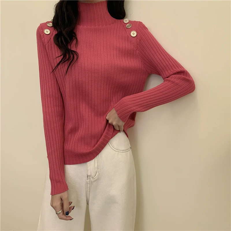 pink cardigan AOSSVIAO Korean Knitted Crop Cardigans Women 2021 Loose Ladies Short Knitted Sweaters Long Sleeve V neck Solid Chic Streetwear pink sweater Sweaters