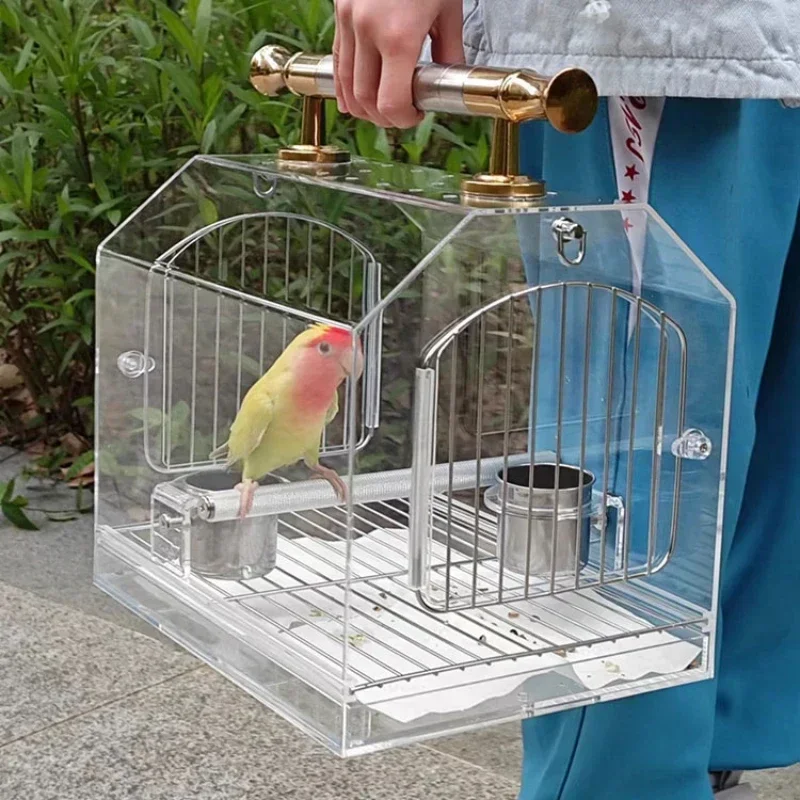Outdoors Acrylic Bird Cages Carrier Transparent Decoration Southe Park Bird Cages Luxury Canary Jaula Pajaro Supplies WZ50BC