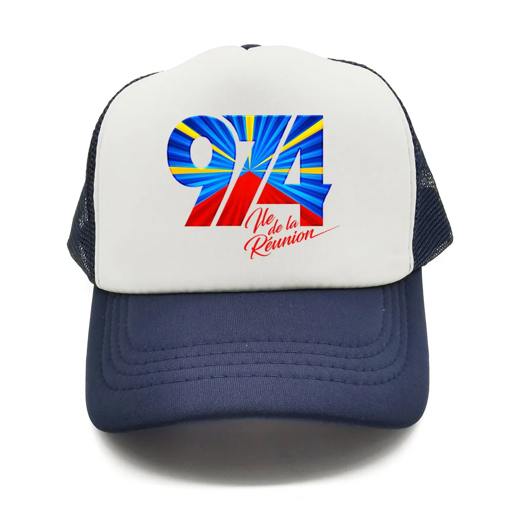 974 Reunion Island Trucker Cap for Women Men Reunionese Proud Baseball Caps Summer Mesh Net Outdoor Adjustable Fit Snapback Hat Gift