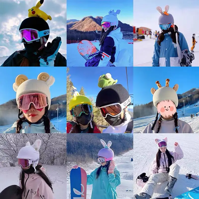 Ski Helmet Cover Paraglider Decorative Hat Cover Single Board Double Board Cute Cartoon Decorative Helmet