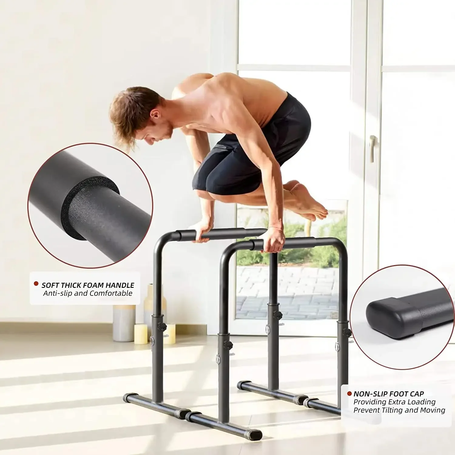 Portable Home Gym Portable Indoor Parallel Dip Bars Multifunctional Split Pull-Up Fitness Exercise Workout Equipment Dip Stands
