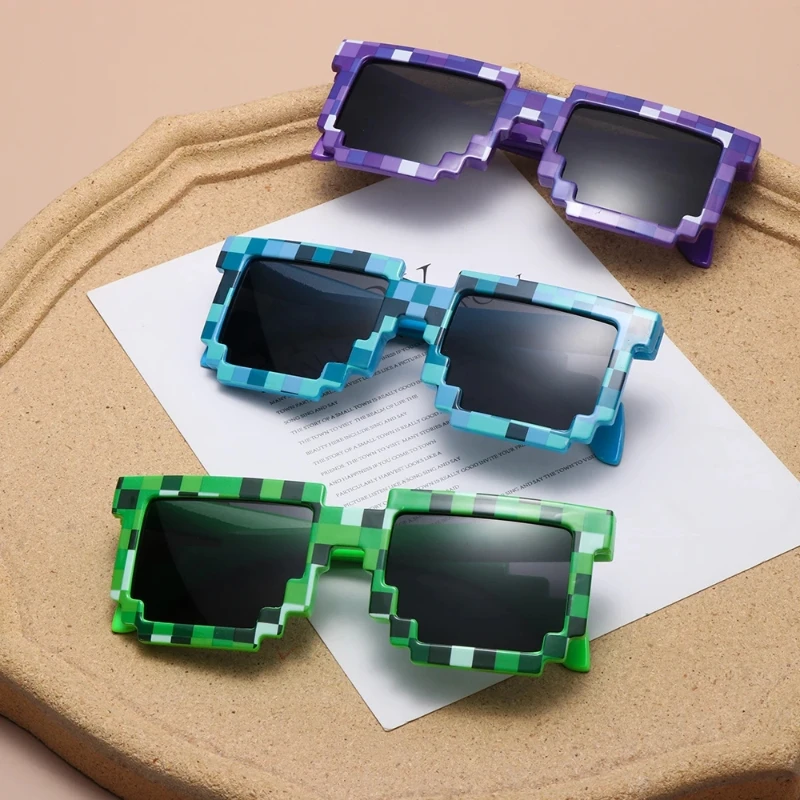 Fashion Sunglasses Children Kids New Fashion Creeper Glasses Novelty Mosaic Funny Goggles Boys Girls Pixel Eyewear