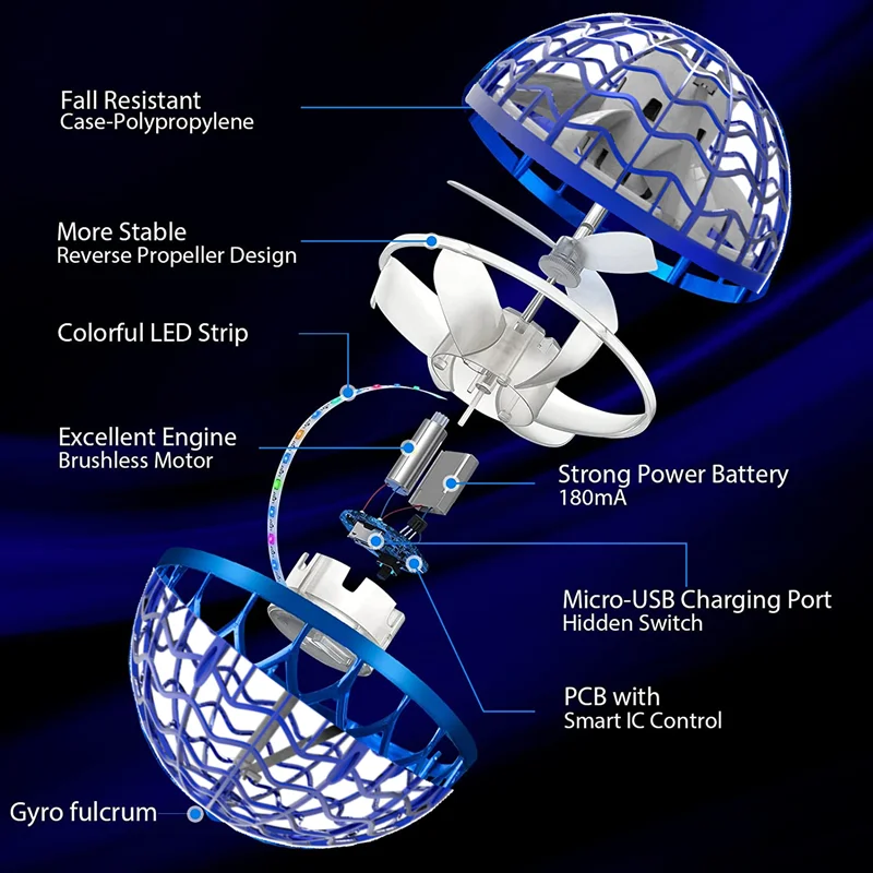 Original Product Fly Ball Hover Ball LED Light Rotating Fly Ball Toy Flying Drone Ball 2022 Indoor and Outdoor Children's Gift 2