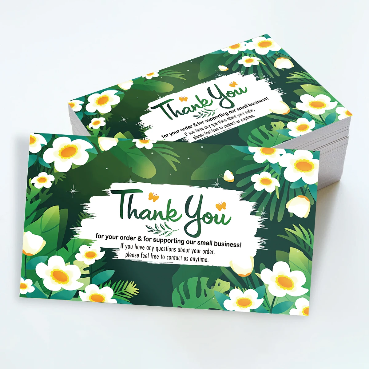 50 Stück/Packung Dankeskarten mit Blumenthema, handgefertigt mit Liebe, Dankeskarte für kleine Unternehmen, Party-Nachrichtenkarte, Papier-Dankkarte – Detail 19