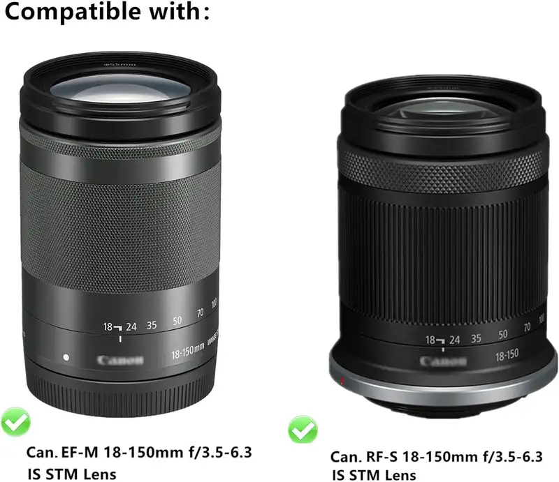 JJC EW-60F Reversible Lens Hood for Canon RF-S 18-150mm F3.5-6.3 is STM Lens on EOS R7 R10 for Canon EF-M 18-150mm F3.5-6.3 M50 - Image 2