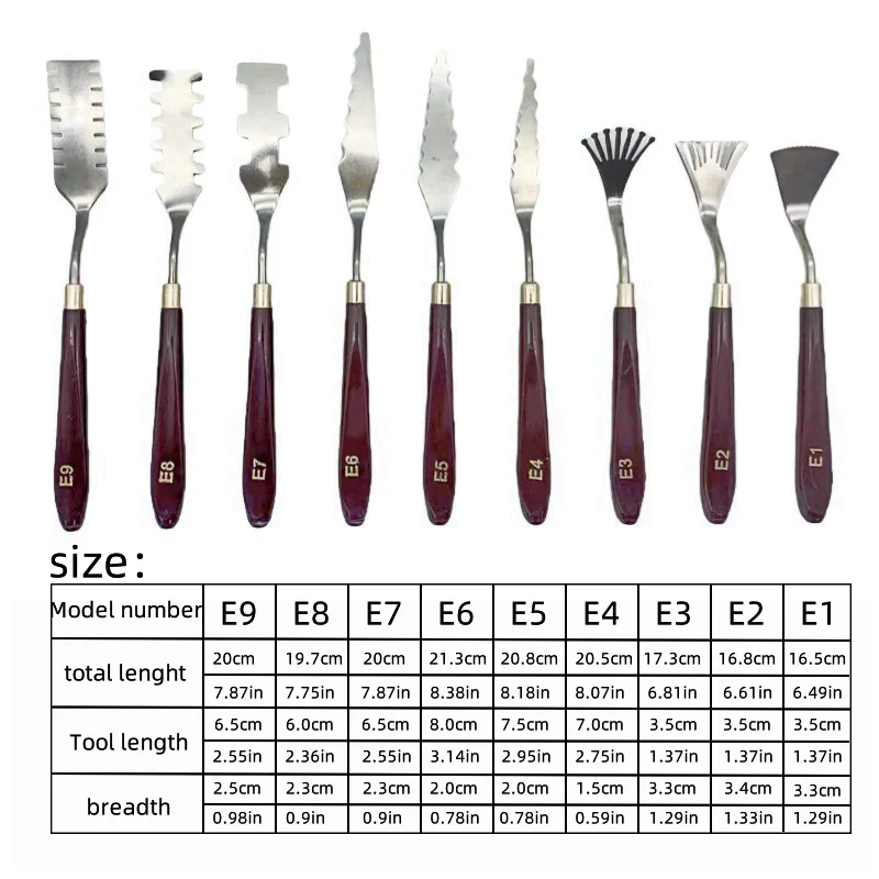 Oil painting scraper pigment palette knife Art acrylic gouache pigment spatula knife 9 sets 2