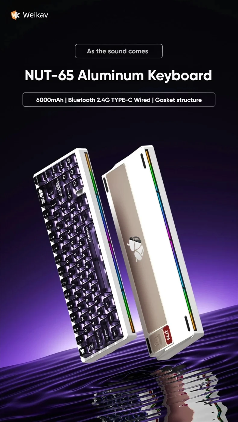 Rainy65 NUT65 Mechanical Keyboard Aluminum Kit 68% Layout HotSwap Three Mode Rgb Gaming Keyboard FR4 E-sports Accessories