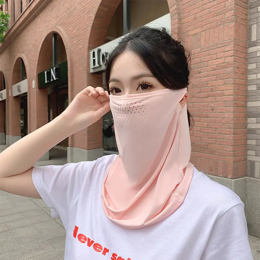 Unisex UV protection outdoor neck wrap cover ice silk face mask sun proof bib for sports