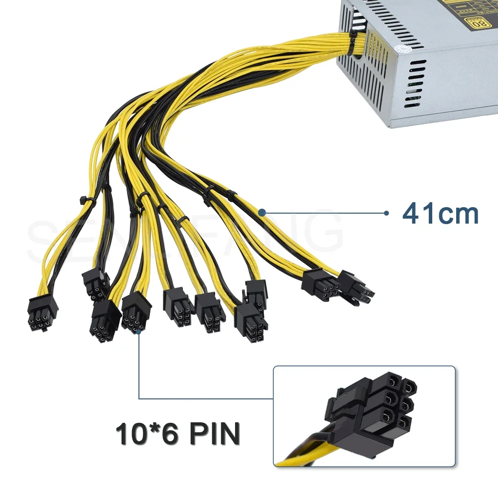 SENLIFANG 2U Single Channel 2000W ETC RVN Mining Rig Miner 10x6Pin Efficiency Device For BTC Antminer Bitcoin S7 S9 Power Supply