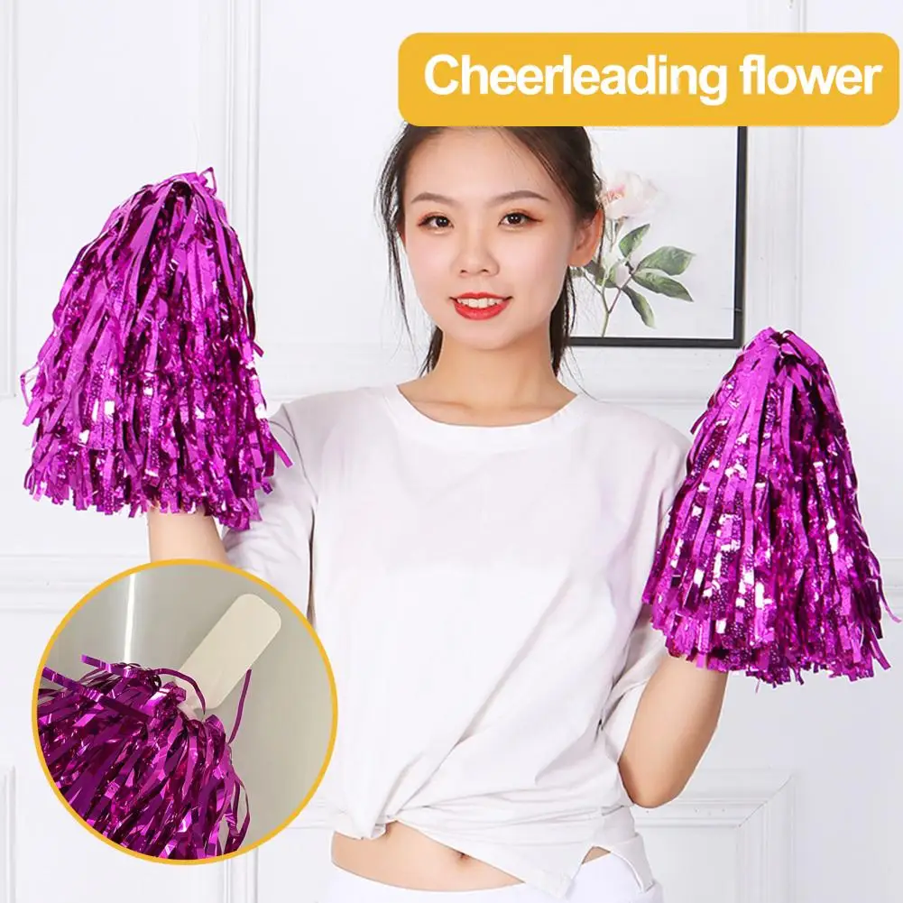 

Foil Plastic Pom Poms Vibrant Metallic Foil Cheerleading Pom Poms 18pcs Colorful Hand Flowers for Cheering Squads Party Supplies