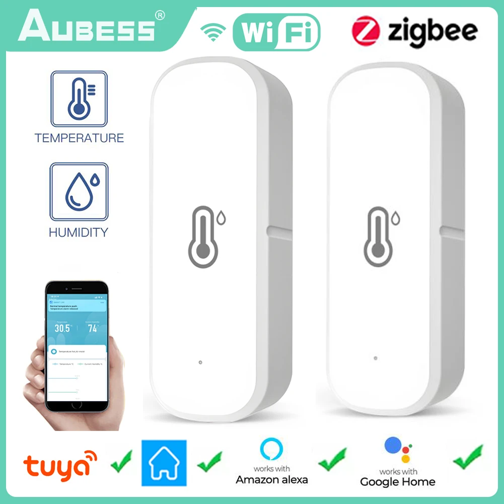 RANRAO 2 STKS voor Tuya Zigbee Hygrometer Thermometer Sensor Voor Thuis, WiFi Temperatuur Vochtigheid Sensor met Draadloze Smart Temperatuur Vochtigheid Detector