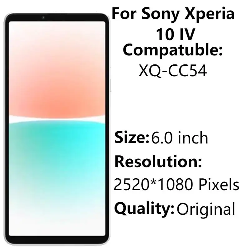 

6.0"Original ALMOLED For Sony Xperia 10 IV LCD Display With Frame X10 IV XQ-CC54 LCD Touch Screen Digitizer Assembly Replacement