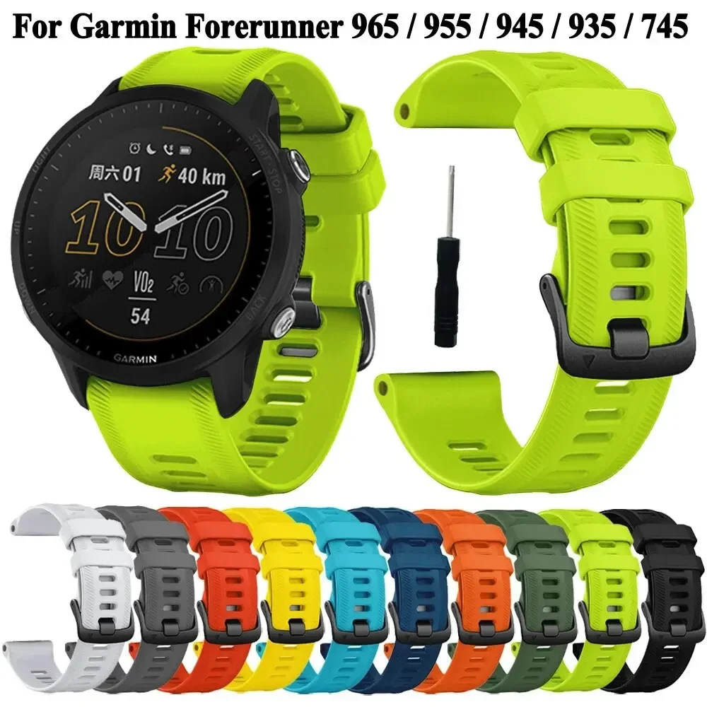 Sports Silicone Strap For Garmin Forerunner 965 955 Solar 945 935
