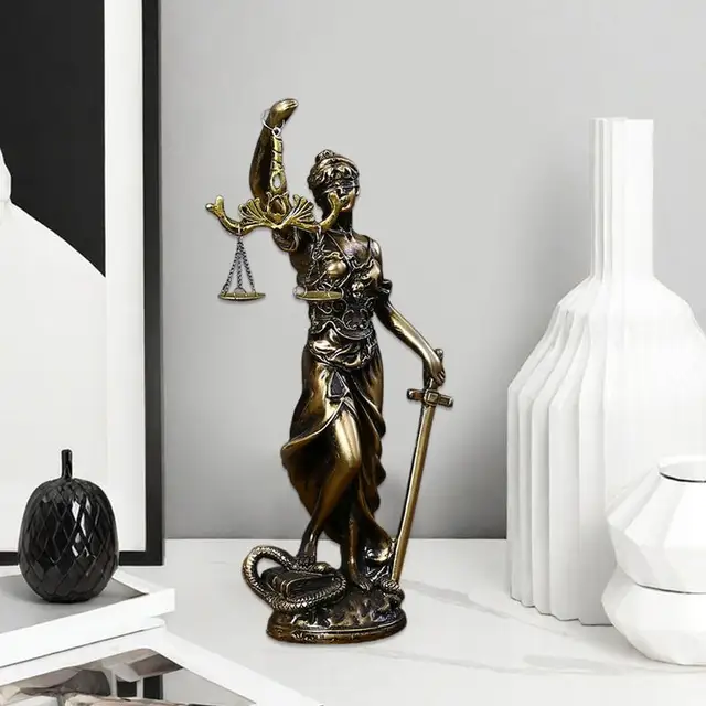 Sculpture en Cuivre de la Déesse de la Justice, Ornements en Résine de Bureau, Statue de la Déesse de la Justice pour Enseignant 4
